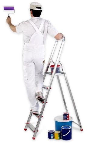 Maler der auf einer Leiter steht